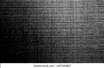 Vector fabric texture. Distressed texture of weaving fabric. Grunge background. Abstract halftone vector illustration. Overlay to create interesting effect and depth. Black isolated on white. EPS10.