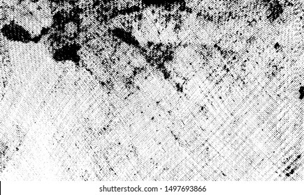 Vector fabric texture. Distressed texture of weaving fabric. Grunge background. Abstract halftone vector illustration. Overlay to create interesting effect and depth. Black isolated on white. EPS10.
