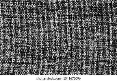 Vector fabric texture. Distressed texture of weaving fabric. Grunge background. Abstract halftone vector illustration. Overlay to create interesting effect and depth. Black isolated on white. EPS10.