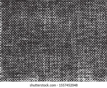 Vector fabric texture. Distressed texture of weaving fabric. Grunge background. Abstract halftone vector illustration. Overlay to create interesting effect and depth. Black isolated on white. EPS10.