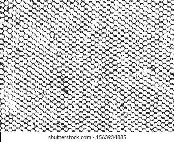 Vector fabric texture. Distressed texture of weaving fabric. Grunge background. Abstract halftone vector illustration. Overlay to create interesting effect and depth. Black isolated on white. EPS10.