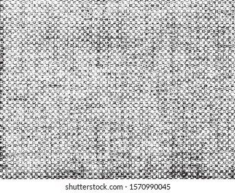 Vector fabric texture. Distressed texture of weaving fabric. Grunge background. Abstract halftone vector illustration. Overlay to create interesting effect and depth. Black isolated on white. EPS10.