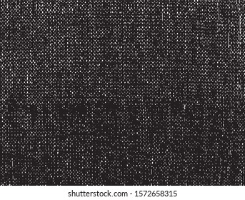Vector fabric texture. Distressed texture of weaving fabric. Grunge background. Abstract halftone vector illustration. Overlay to create interesting effect and depth. Black isolated on white. EPS10.