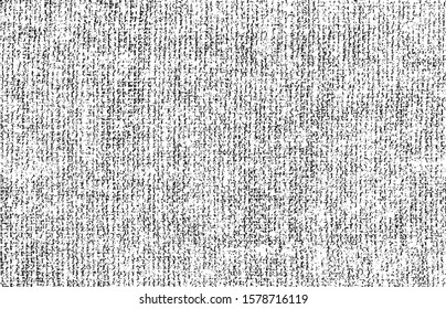 Vector fabric texture. Distressed texture of weaving fabric. Grunge background. Abstract halftone vector illustration. Overlay for interesting effect and depth. Black isolated on white background.