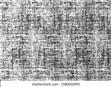 Vector fabric texture. Distressed texture of weaving fabric. Grunge background. Abstract halftone vector illustration. Overlay for interesting effect and depth. Black isolated on white background.