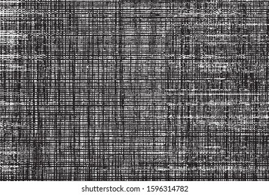 Vector fabric texture. Distressed texture of weaving fabric. Grunge background. Abstract halftone vector illustration. Overlay to create interesting effect and depth. Black isolated on white. EPS10.
