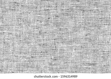 Vector fabric texture. Distressed texture of weaving fabric. Grunge background. Abstract halftone vector illustration. Overlay to create interesting effect and depth. Black isolated on white. EPS10.