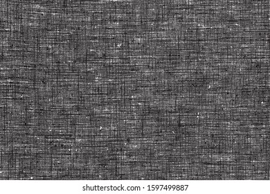 Vector fabric texture. Distressed texture of weaving fabric. Grunge background. Abstract halftone vector illustration. Overlay to create interesting effect and depth. Black isolated on white. EPS10.