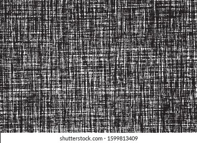 Vector fabric texture. Distressed texture of weaving fabric. Grunge background. Abstract halftone vector illustration. Overlay to create interesting effect and depth. Black isolated on white. EPS10.