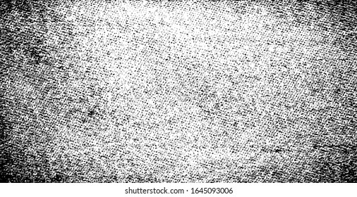 Textura de tela vectorial. Textura perturbada de tejido. Borde fondo. Ilustración abstracta de medio tono vectorial. Superposición para crear un efecto interesante y profundidad. Negro aislado en blanco. EPS10.