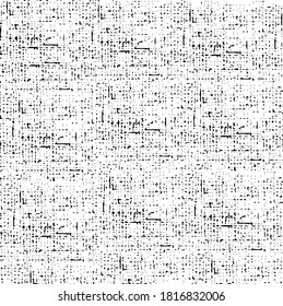 Vector fabric texture. Distressed texture of weaving fabric. Grunge background. Abstract halftone vector illustration. Overlay to create interesting effect and depth. Black isolated on white. EPS10.