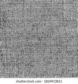 Vector fabric texture. Distressed texture of weaving fabric. Grunge background. Abstract halftone vector illustration. Overlay to create interesting effect and depth. Black isolated on white. EPS10.