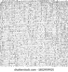 Vector fabric texture. Distressed texture of weaving fabric. Grunge background. Abstract halftone vector illustration. Overlay to create interesting effect and depth. Black isolated on white. EPS10.