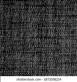 Vector fabric texture. Distressed texture of weaving fabric. Grunge background. Abstract halftone vector illustration. Overlay to create interesting effect and depth. Black isolated on white. EPS10.