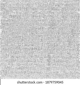 Vector fabric texture. Distressed texture of weaving fabric. Grunge background. Abstract halftone vector illustration. Overlay to create interesting effect and depth. Black isolated on white. EPS10.