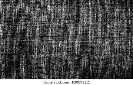 Vector fabric texture. Distressed texture of weaving fabric. Grunge background. Abstract halftone vector illustration. Overlay to create interesting effect and depth. Black isolated on white. EPS10.