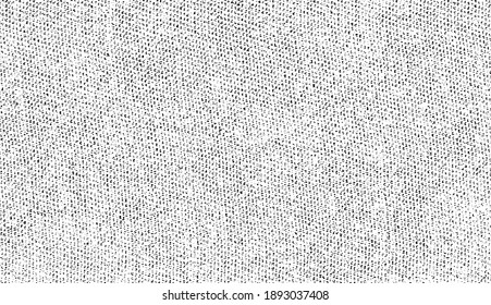 Vector fabric texture. Distressed texture of weaving fabric. Grunge background. Abstract halftone vector illustration. Overlay to create interesting effect and depth. Black isolated on white. EPS10.