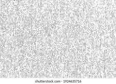 Vector fabric texture. Distressed texture of weaving fabric. Grunge background. Abstract halftone vector illustration. Overlay to create interesting effect and depth. Black isolated on white. EPS10.