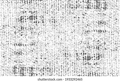 Vector fabric texture. Distressed texture of weaving fabric. Grunge background. Abstract halftone vector illustration. Overlay to create interesting effect and depth. Black isolated on white. EPS10.