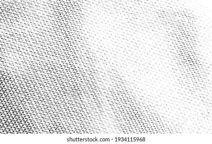 Vektor-Textur. Bedrängte Textur des Webgewebes. brüchiger Hintergrund. Abstrakte Halbtonvektorgrafik. Overlay, um interessante Wirkung und Tiefe zu erzeugen. Schwarz einzeln auf Weiß. EPS10.