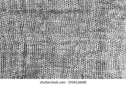 Vector fabric texture. Distressed texture of weaving fabric. Grunge background. Abstract halftone vector illustration. Overlay to create interesting effect and depth. Black isolated on white. EPS10.