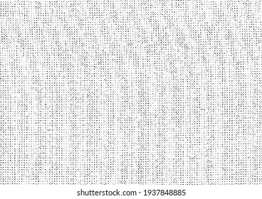 Vector fabric texture. Distressed texture of weaving fabric. Grunge background. Abstract halftone vector illustration. Overlay to create interesting effect and depth. Black isolated on white. EPS10.
