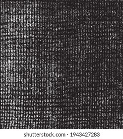 Vector fabric texture. Distressed texture of weaving fabric. Grunge background. Abstract halftone vector illustration. Overlay to create interesting effect and depth. Black isolated on white. EPS10.
