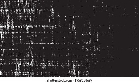 Vector fabric texture. Distressed texture of weaving fabric. Grunge background. Abstract halftone vector illustration. Overlay to create interesting effect and depth. Black isolated on white. EPS10.