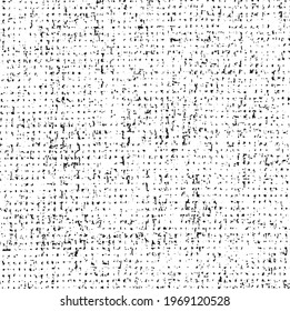 Vector fabric texture. Distressed texture of weaving fabric. Grunge background. Abstract halftone vector illustration. Overlay to create interesting effect and depth. Black isolated on white. EPS10.