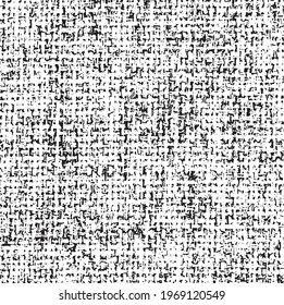 Textura de tela vectorial. Textura angustiada de tejido. Borde de fondo. Ilustración del vector de medio tono abstracto. Superposición para crear un efecto interesante y profundidad. Negro aislado en blanco. EPS10.