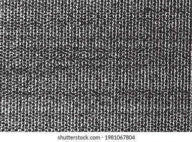 Texture vectorielle tissu. Texture en tissu de tissage en relief. Arrière-plan grunge. Illustration vectorielle abstraite demi-teinte. Superposer pour créer un effet et une profondeur intéressants. Noir isolé sur blanc. EPS10.