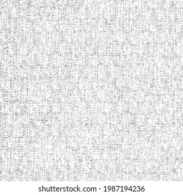 Vector fabric texture. Distressed texture of weaving fabric. Grunge background. Abstract halftone vector illustration. Overlay to create interesting effect and depth. Black isolated on white. EPS10.