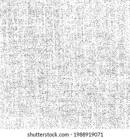 Vector fabric texture. Distressed texture of weaving fabric. Grunge background. Abstract halftone vector illustration. Overlay to create interesting effect and depth. Black isolated on white. EPS10.