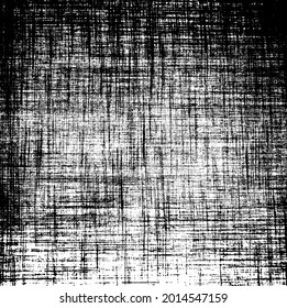 Vector fabric texture. Distressed texture of weaving fabric. Grunge background. Abstract halftone vector illustration. Overlay to create interesting effect and depth. Black isolated on white. EPS10.