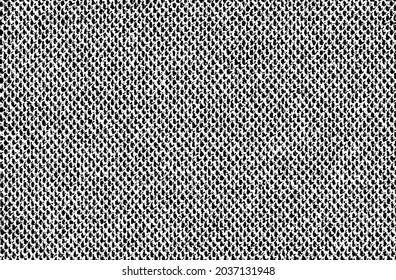 Vector fabric texture. Distressed texture of weaving fabric. Grunge background. Abstract halftone vector illustration. Overlay to create interesting effect and depth. Isolated on white. EPS10.