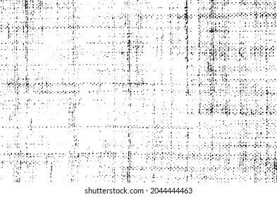 Vektor-Textur. Bedrängte Textur des Webgewebes. brüchiger Hintergrund. Abstrakte Halbtonvektorgrafik. Overlay, um interessante Wirkung und Tiefe zu erzeugen. Schwarz einzeln auf Weiß. EPS10.