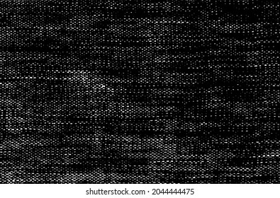 Vector fabric texture. Distressed texture of weaving fabric. Grunge background. Abstract halftone vector illustration. Overlay to create interesting effect and depth. Black isolated on white. EPS10.