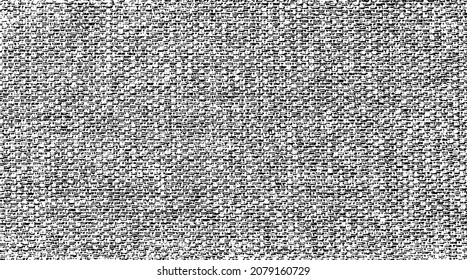 Vector fabric texture. Distressed texture of weaving fabric. Grunge background. Abstract halftone vector illustration. Overlay to create interesting effect and depth. Black isolated on white. EPS10.