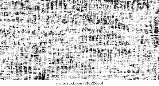 Textura de tela vectorial. Textura angustiada de tejido. Borde de fondo. Ilustración del vector de medio tono abstracto. Superposición para crear un efecto interesante y profundidad. Negro aislado en blanco. EPS10.