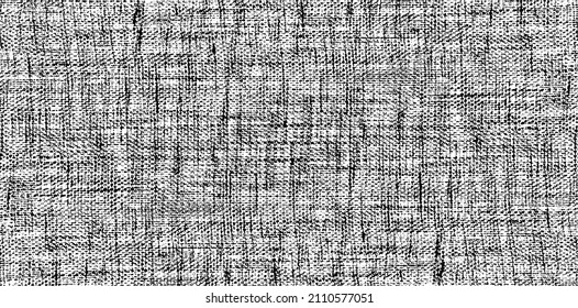 Vector fabric texture. Distressed texture of weaving fabric. Grunge background. Abstract halftone vector illustration. Overlay to create interesting effect and depth. Black isolated on white. EPS10.