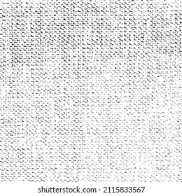 Vector fabric texture. Distressed texture of weaving fabric. Grunge background. Abstract halftone vector illustration. Overlay to create interesting effect and depth. Black isolated on white. EPS10.