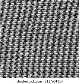 Textura de tela vectorial. Textura angustiada de tejido. Borde de fondo. Ilustración del vector de medio tono abstracto. Superposición para crear un efecto interesante y profundidad. Negro aislado en blanco. EPS10.