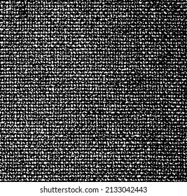 Vektor-Textur. Bedrängte Textur des Webgewebes. brüchiger Hintergrund. Abstrakte Halbtonvektorgrafik. Overlay, um interessante Wirkung und Tiefe zu erzeugen. Schwarz einzeln auf Weiß. EPS10.