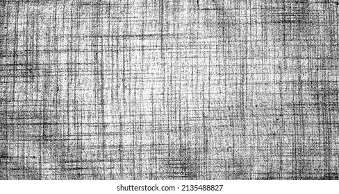 Textura de tela vectorial. Textura angustiada de tejido. Borde de fondo. Ilustración del vector de medio tono abstracto. Superposición para crear un efecto interesante y profundidad. Negro aislado en blanco. EPS10.