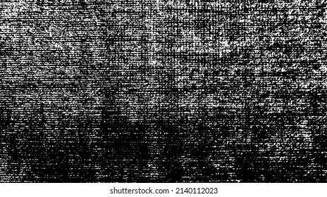 Textura de tela vectorial. Textura angustiada de tejido. Borde de fondo. Ilustración del vector de medio tono abstracto. Superposición para crear un efecto interesante y profundidad. Negro aislado en blanco. EPS10.
