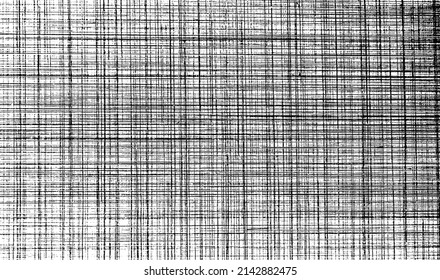 Textura de tela vectorial. Textura angustiada de tejido. Borde de fondo. Ilustración del vector de medio tono abstracto. Superposición para crear un efecto interesante y profundidad. Negro aislado en blanco. EPS10.