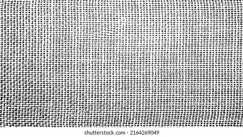 Vector fabric texture. Distressed texture of weaving fabric. Grunge background. Abstract halftone vector illustration. Overlay to create interesting effect and depth. Black isolated on white. EPS10.