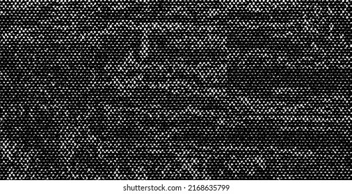 Vector fabric texture. Distressed texture of weaving fabric. Grunge background. Abstract halftone vector illustration. Overlay to create interesting effect and depth. Black isolated on white. EPS10.