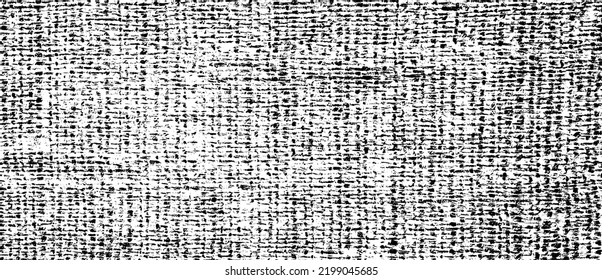 Vector fabric texture. Distressed texture of weaving fabric. Grunge background. Abstract halftone vector illustration. Overlay to create interesting effect and depth. Black isolated on white. EPS10.