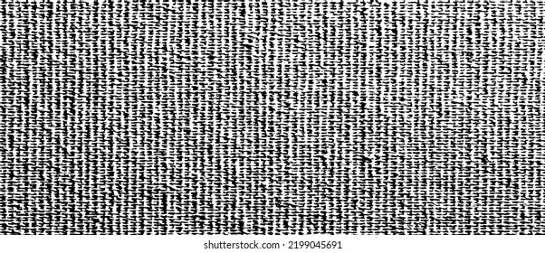 Vector fabric texture. Distressed texture of weaving fabric. Grunge background. Abstract halftone vector illustration. Overlay to create interesting effect and depth. Black isolated on white. EPS10.